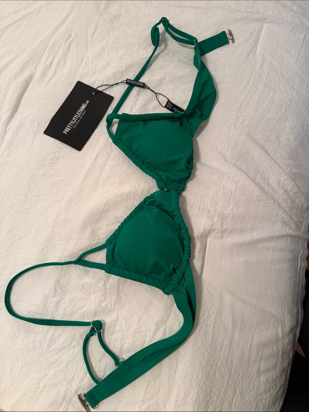 PrettyLittleThing Green Triangle Bikini Top